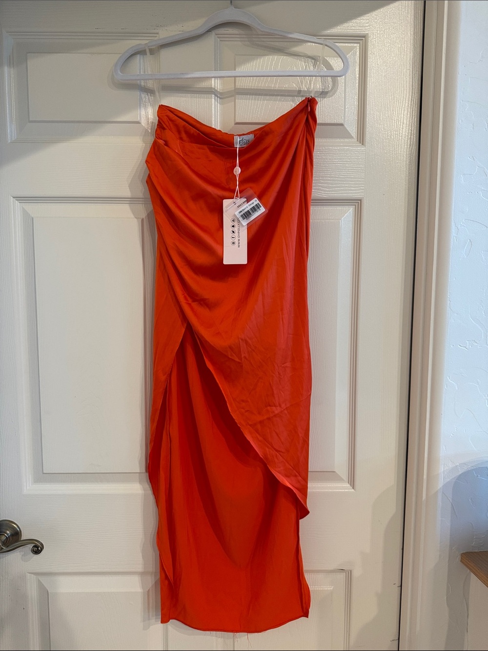Oh Polly Orange Draped High-Low Skirt